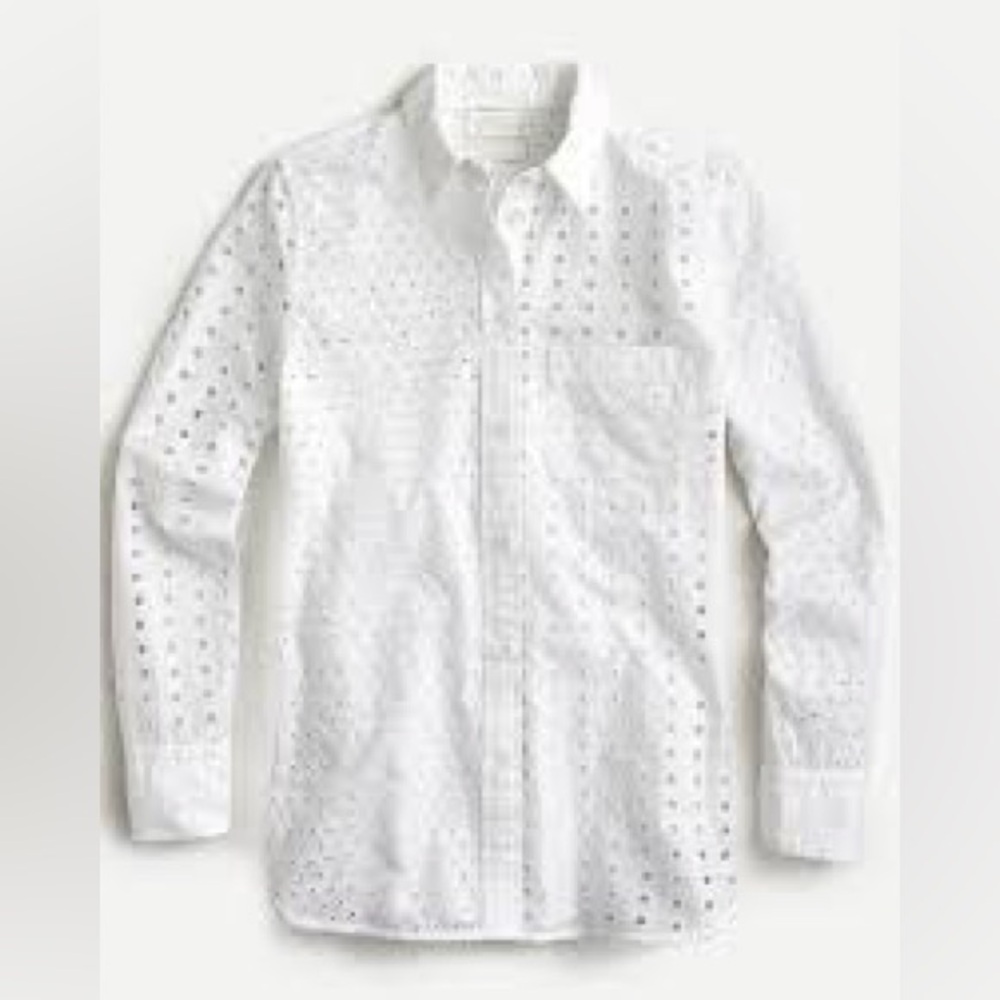 Jcrew White Eyelet Classic Button-Up Shirt